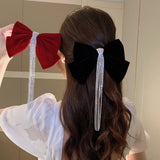 2022 New Fashion Trend Unique Design Elegant Delicate Sexy Bow Knot Diamond Tassel Hair Clip Women Hair Accessories Party Gift