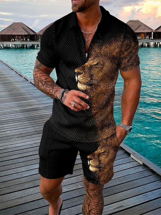 2022 Men's Tracksuit Suit Casual 3D Printing Holiday POLO-Shirt Sportswear Fitness Sports 2 Sets Clothes Sweatpants Male