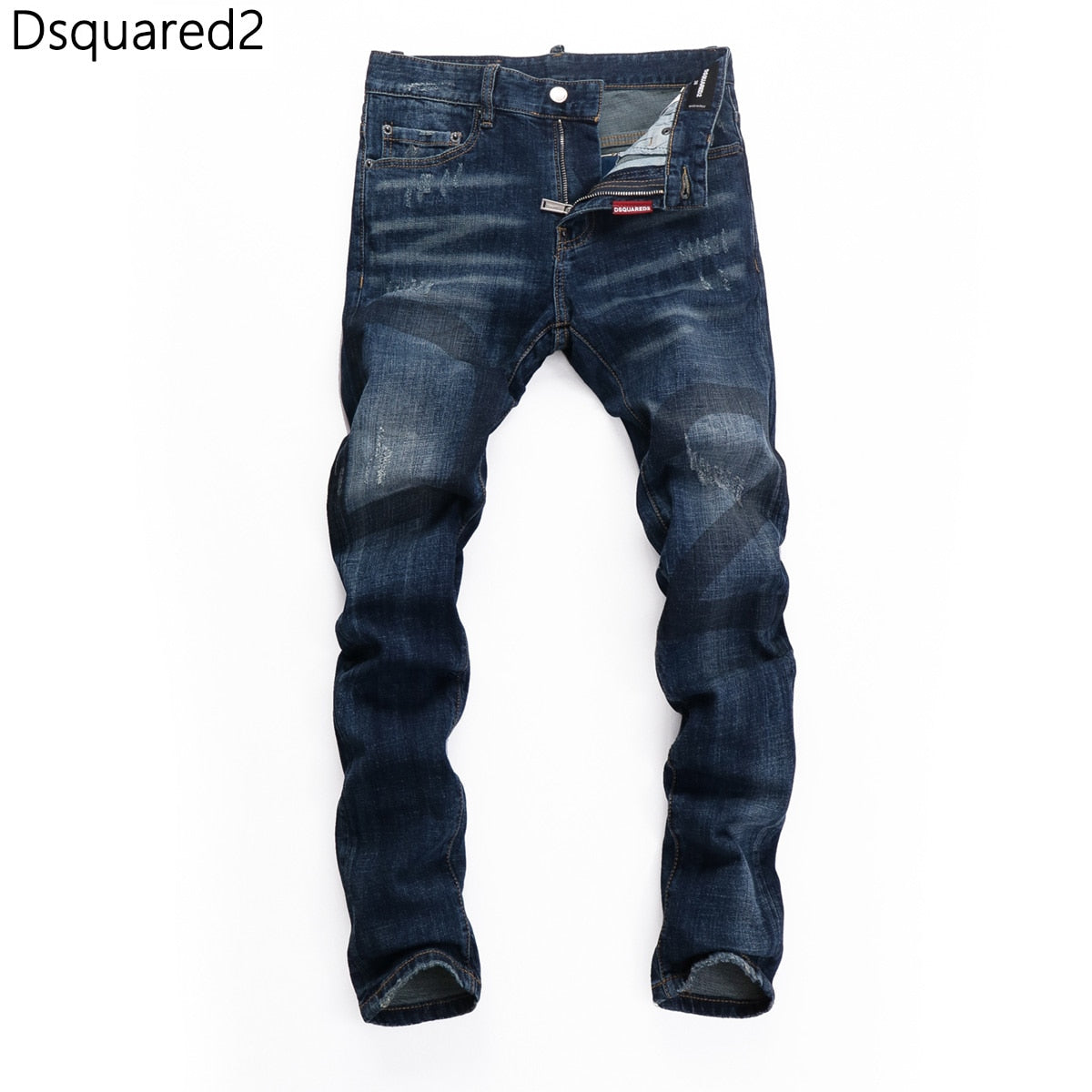 Dsquared2 jeans original quality dsq2 brand mens jeans Men straight denim trousers zipper Slim blue hole elastic jeans men