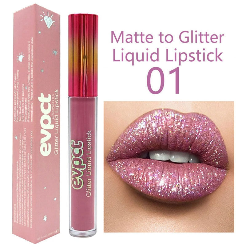 15 Colors Sexy Shimmer Diamond Glitter Lip Gloss Matte Liquid Lipstick Long Lasting Waterproof Pearl Velvet Lipgloss Lip Makeup