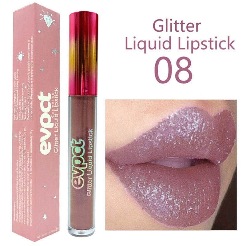 15 Colors Sexy Shimmer Diamond Glitter Lip Gloss Matte Liquid Lipstick Long Lasting Waterproof Pearl Velvet Lipgloss Lip Makeup