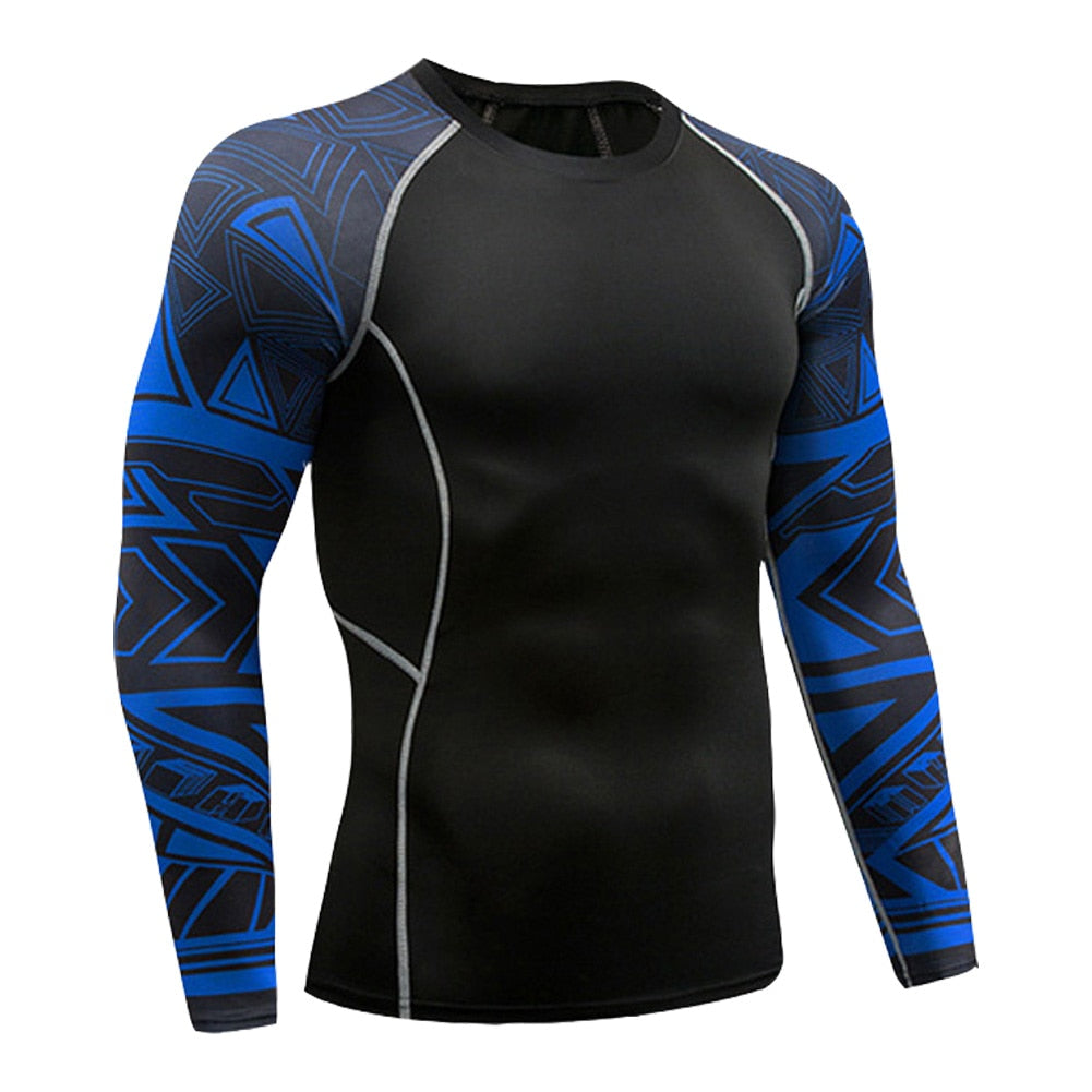 Mens Running Set Compression T-Shirt Pants Sport Long Sleeves T Shirts Fitness Rashguard Men Gym Leggings Clothes Tight Suit