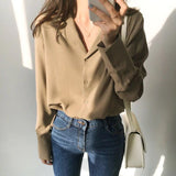 Womens Tops And Blouses Solid White Chiffon Blouse Office Shirt Blusas Mujer De Moda 2021 Long Sleeve Women Shirts Clothes
