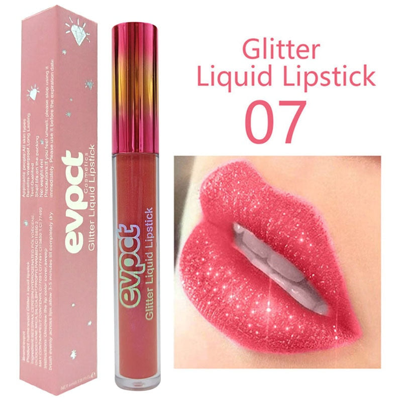 15 Colors Sexy Shimmer Diamond Glitter Lip Gloss Matte Liquid Lipstick Long Lasting Waterproof Pearl Velvet Lipgloss Lip Makeup