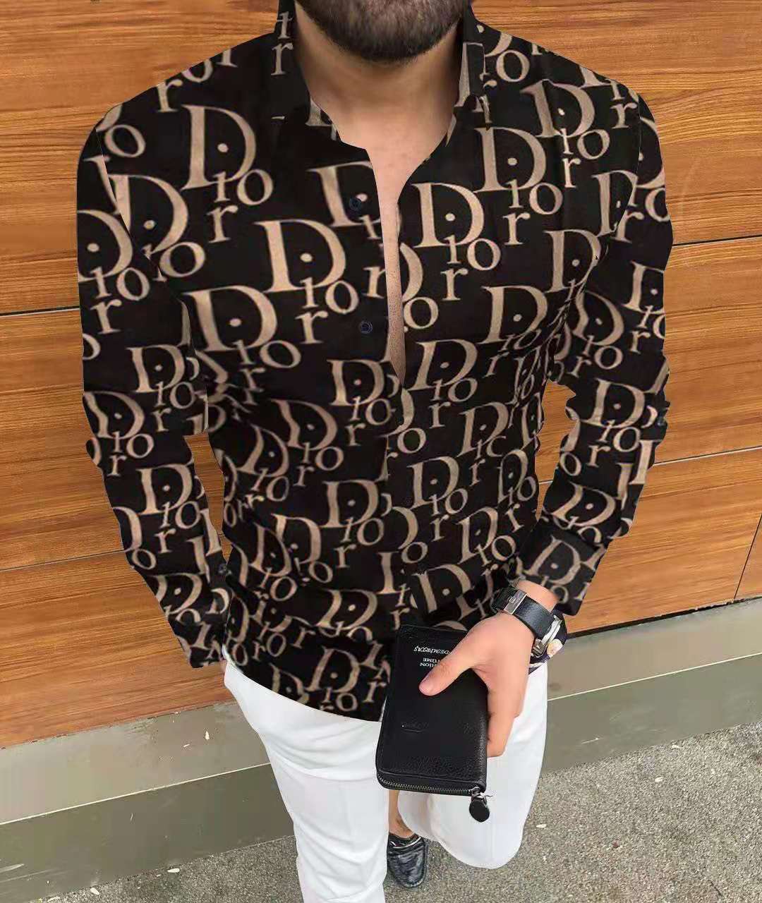 2022 Fashion New Brand Long Sleeve Shirts Social Men Printed Slim Fit Casual Shirts Plus Size 3xl High Quality Mens Clothing Top