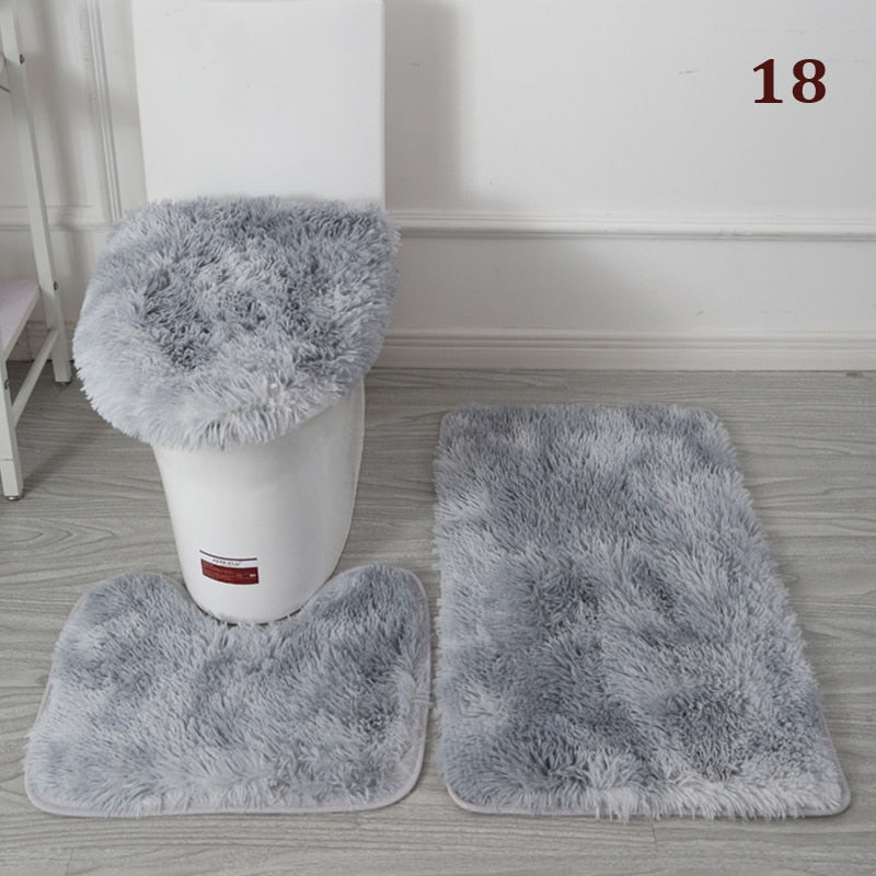 30Styles 3Pcs Plush Toilet Lid Cover Mat Set Anti Slip Anti-static Soft Bathroom Shower Carpets Wear-resistant Floor Rugs