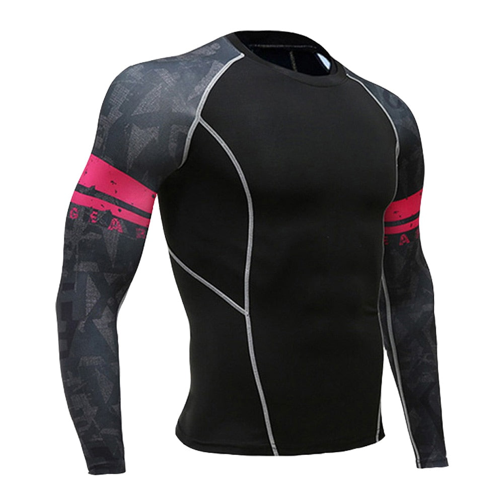 Mens Running Set Compression T-Shirt Pants Sport Long Sleeves T Shirts Fitness Rashguard Men Gym Leggings Clothes Tight Suit