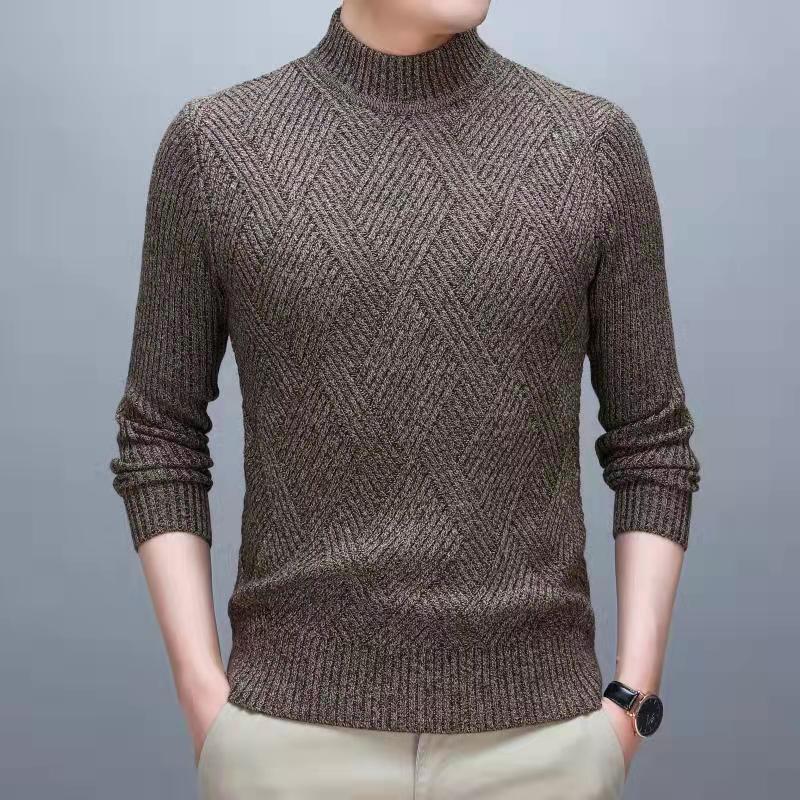 Stylish Solid Color Stand Collar Loose All-match Knitted Sweater Men Clothing 2022 Autumn New Casual Pullovers Warm Korean Tops