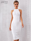 Adyce 2022 New Summer White Women Bodycon Bandage Dress Elegant Tank Sexy Sleeveless Club Celebrity Evening Runway Party Dresses