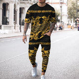 2022 Summer New Arrivals Men's Pants Sports Suit 2PCs 3D Printing Trend Luxury Short Sleeve Tshirt+Pants Street Fashion Set