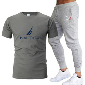 Brands Mens Nautica Fashion T-Shirts and Pant Sets Summer ActivewearJogging Pants Streetwear Harajuku Casual Tops men's clothing