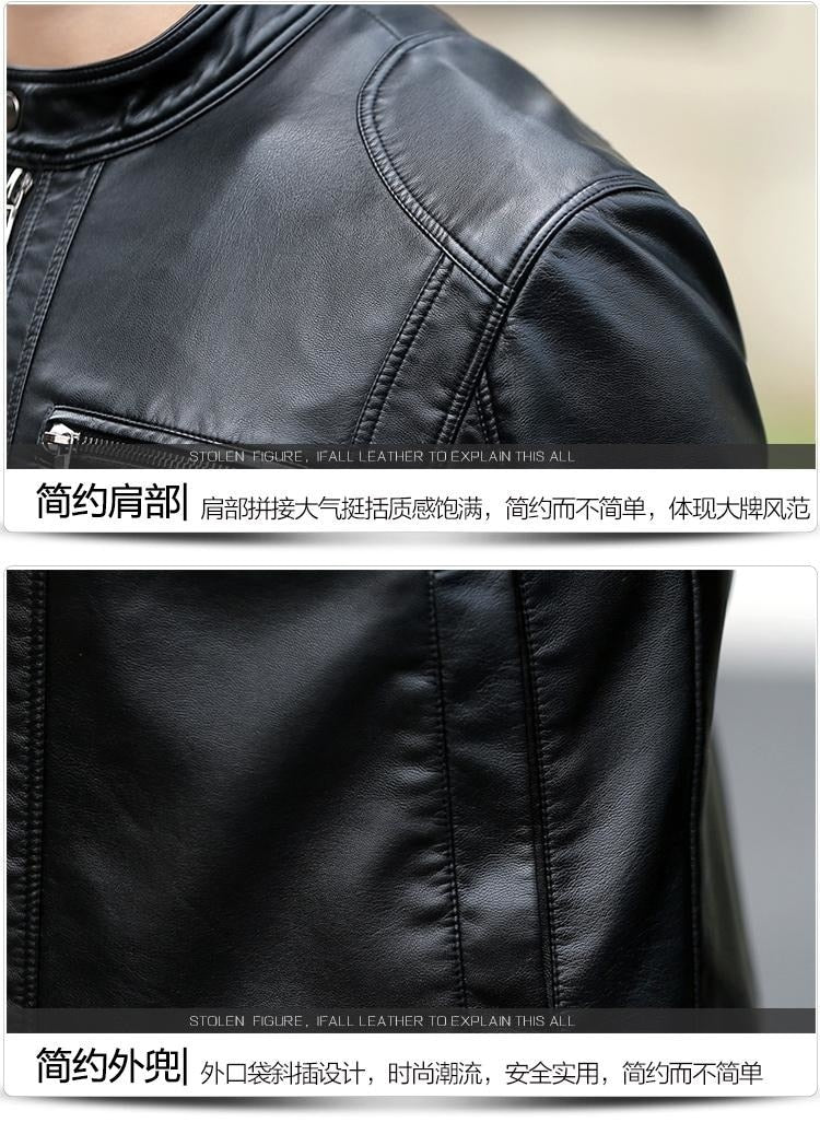 Men's leather Jacket design stand collar Coat Men casual motorcycle leather coat Mens Sheepskin jackets Windbreaker Coats