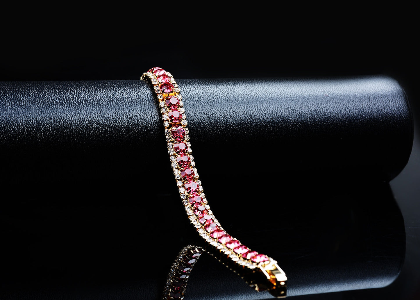 Pink Topaz Diamond Shaped Yellow Gold Filled Bracelets for Women Valentines Gift Wedding Fine Jewelry Wholesale