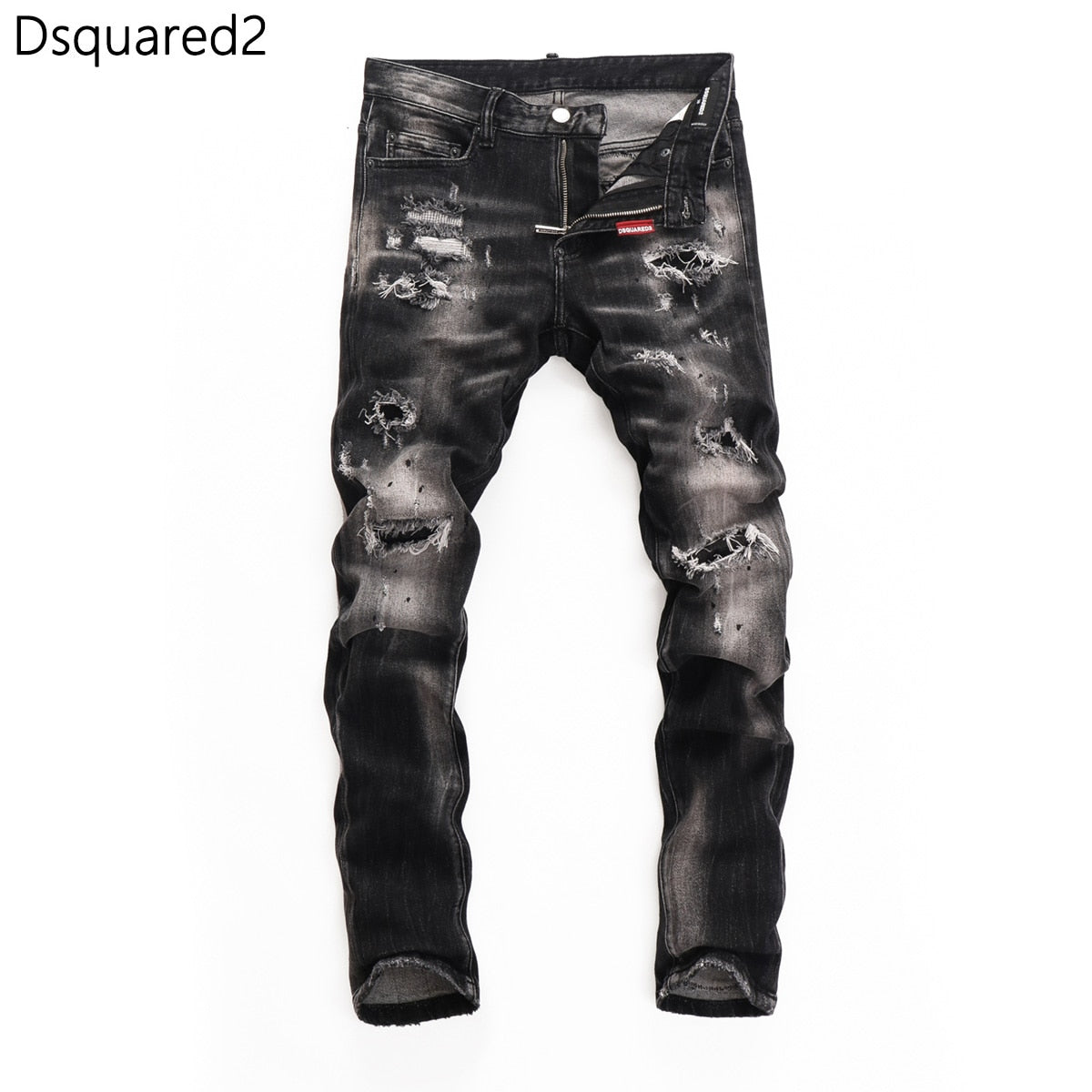 Dsquared2 jeans original quality dsq2 brand mens jeans Men straight denim trousers zipper Slim blue hole elastic jeans men