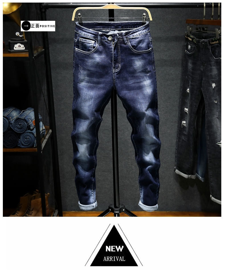 2022 Spring and Autumn New Men's Fashion Casual Versatile Stretch Jeans Long Pants Men's Slim Fit Large Size High Quality Pants