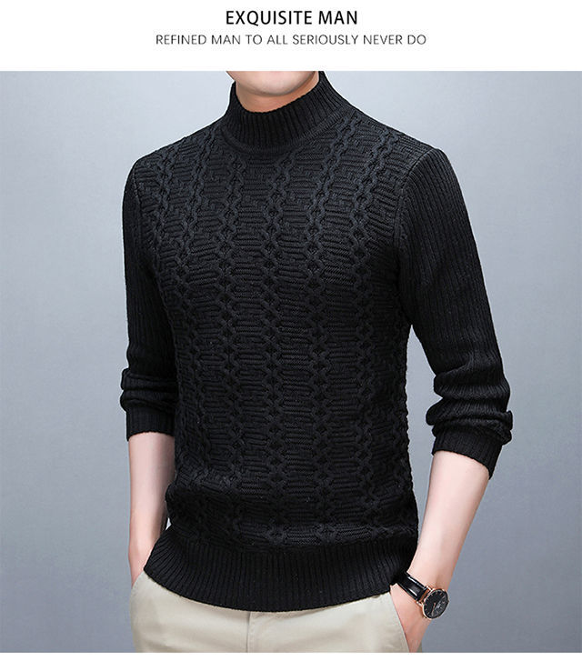 Stylish Solid Color Stand Collar Loose All-match Knitted Sweater Men Clothing 2022 Autumn New Casual Pullovers Warm Korean Tops