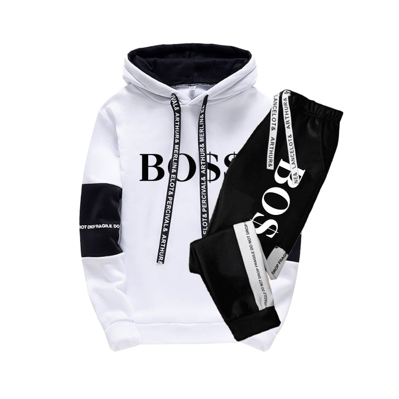 2023 Fashion Tracksuit Men's Long Sleeve Hoodie + Sport Pants Set Pullover Sweatershirt Tops and Jogging Pant Suit Casual Outfit