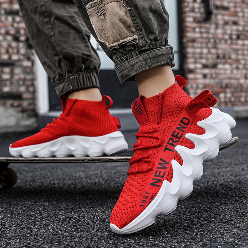 Unisex High Top Summer Casual Sneakes Chunky Breathable Men Outdoor Jogging Shoes Women Thick Sole Non-Slip Zapatillas New Color