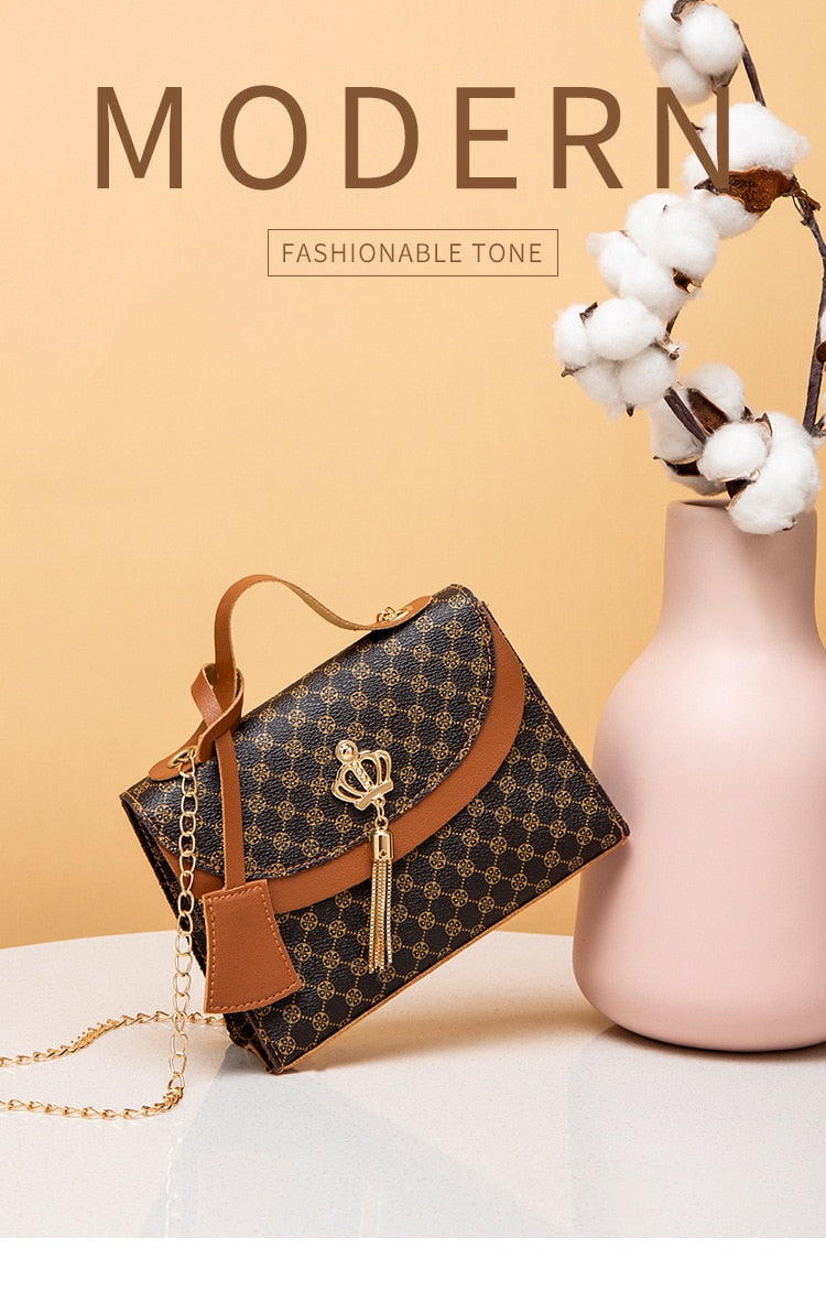 Women's Bag Contrast Color Leather Tassel Small Square Shoulder Casual Phone Bag Crossbody Luxury Designer Bag Purses Handbags