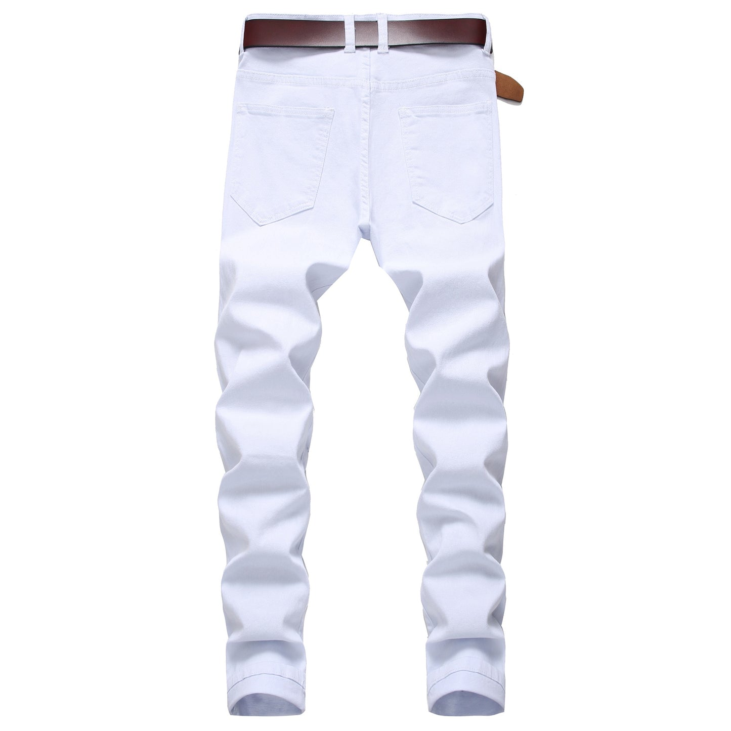 Men's White Jeans Fashion Hip Hop Ripped Skinny Men Denim Trousers Slim Fit Stretch Distressed Zip Men Jean Pants High Quality