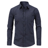 Plus Size Mans Cotton Shirts Hight Quality Business Casual Shirt Slim Fit Long-Sleeve Striped Chemise Male Formal Office Dress