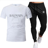 2022Men's clothes Summer brand printed cotton quick-drying short-sleeved T-shirt + trousers men's sets jogging men's tracksuit