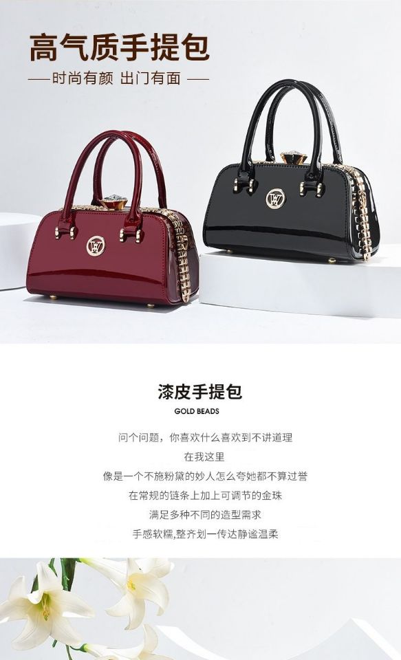 2022 New Quality Luxury Evening Lady Messenger Bag Ladies Handbags Patent Leather Ladies Shoulder Bag Design Wedding Party Bags