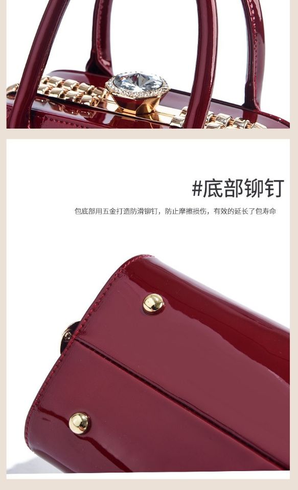 2022 New Quality Luxury Evening Lady Messenger Bag Ladies Handbags Patent Leather Ladies Shoulder Bag Design Wedding Party Bags