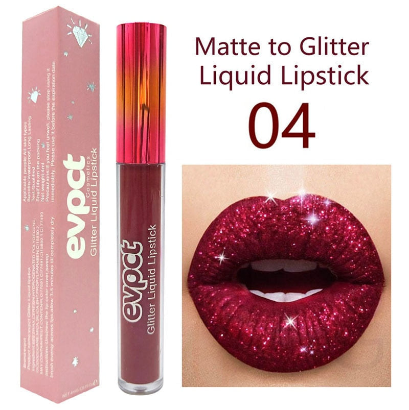 15 Colors Sexy Shimmer Diamond Glitter Lip Gloss Matte Liquid Lipstick Long Lasting Waterproof Pearl Velvet Lipgloss Lip Makeup