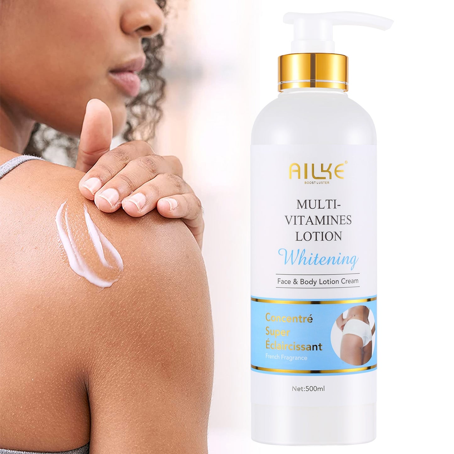 AILKE Multi Vitamin Whitening Body Lotion,With Vitamins A,E,B3,B5, Increase Skin Radiance,Even Skin Tone,Daily Moisturizer Cream