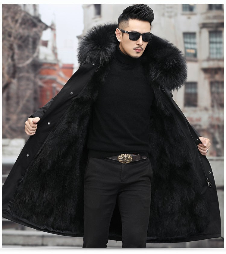 Waterproof Men Parka Winter Jacket 2022 New Fashion Warm Long Rabbit Fur Coat Man Parkas Natural Fox Fur Outerwear Streetwear