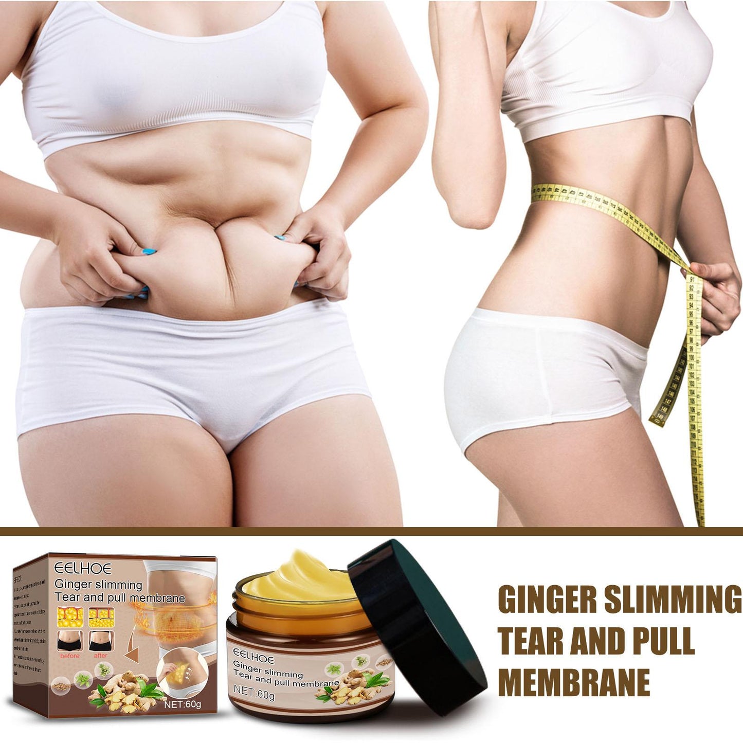 60g Ginger Fat Burning Cream Fat Loss Slimming Slimming Reduction Body Slimming Cream Massage Fat Body Cream