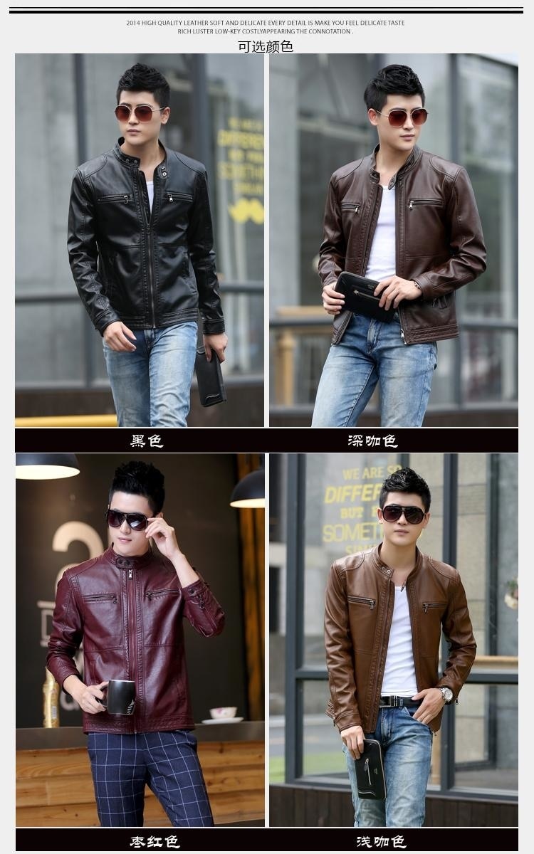 Men's leather Jacket design stand collar Coat Men casual motorcycle leather coat Mens Sheepskin jackets Windbreaker Coats