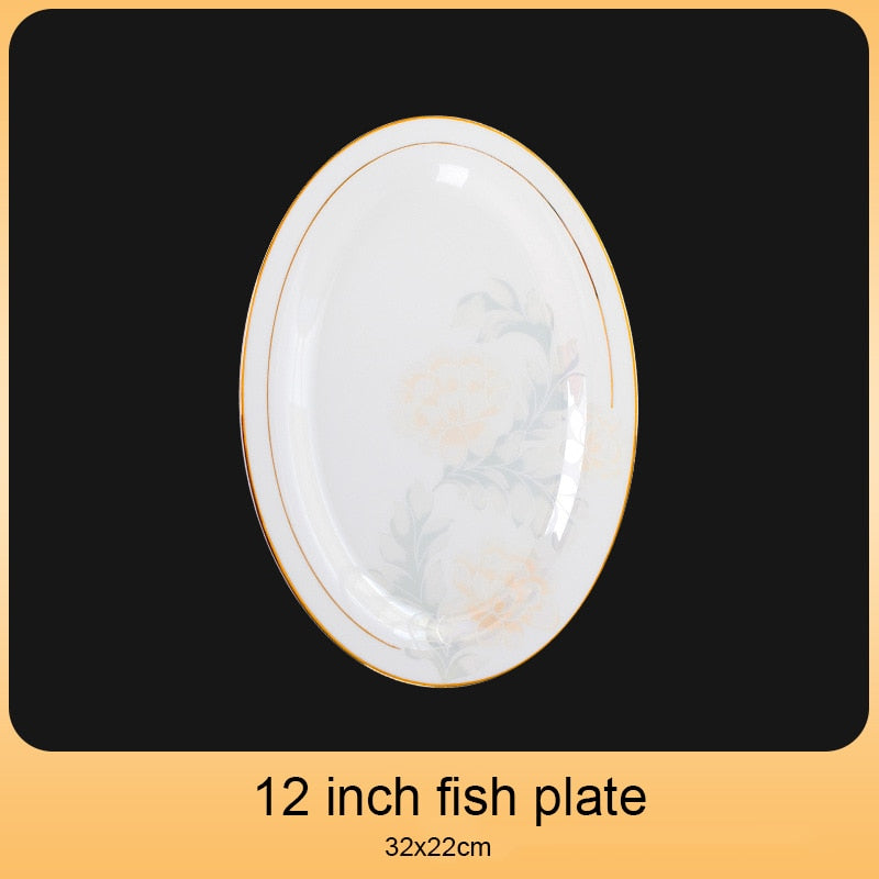 Dinning Table Plate Sets Food Ceramic Luxury Salad Porcelain Plates Dinner Sets Serving Aparelho De Jantar Dinnerware