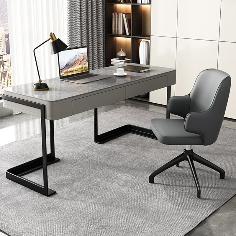 Minimalism, bright slate, desk and chair combination, modern minimalist luxury computer desk, online celebrity desk