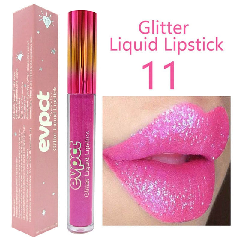 15 Colors Sexy Shimmer Diamond Glitter Lip Gloss Matte Liquid Lipstick Long Lasting Waterproof Pearl Velvet Lipgloss Lip Makeup