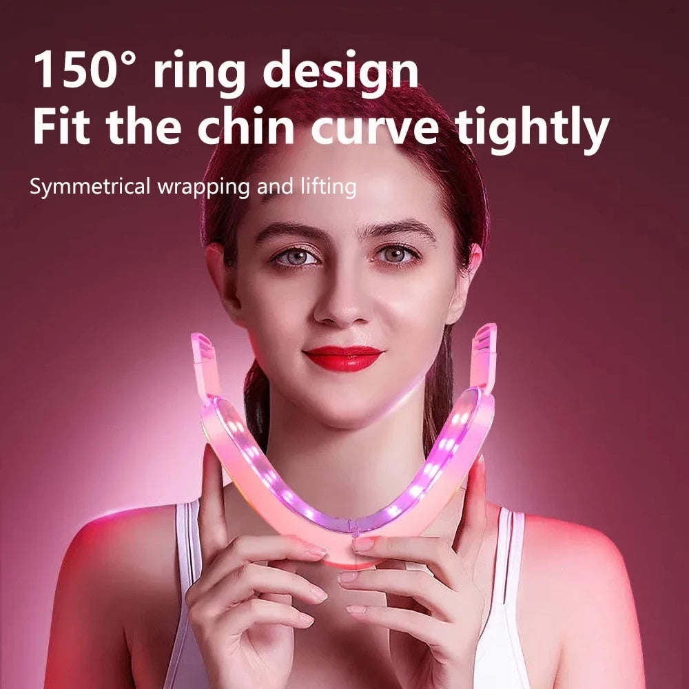 Facial Lifting Device LED Photon Therapy Facial Slimming Vibration Massager Double Chin V Face Shaped Cheek Lift Belt Machine