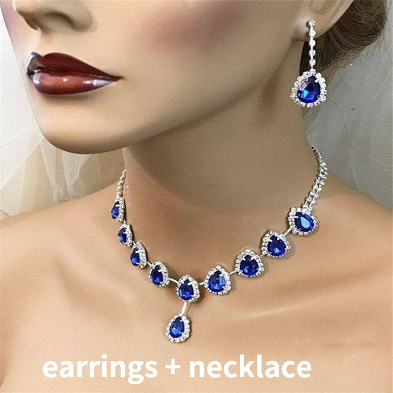 Fashionable Temperament Red Crystal Necklace Bride Wedding High-end Shiny Accessories European and American New Luxury Jewelry