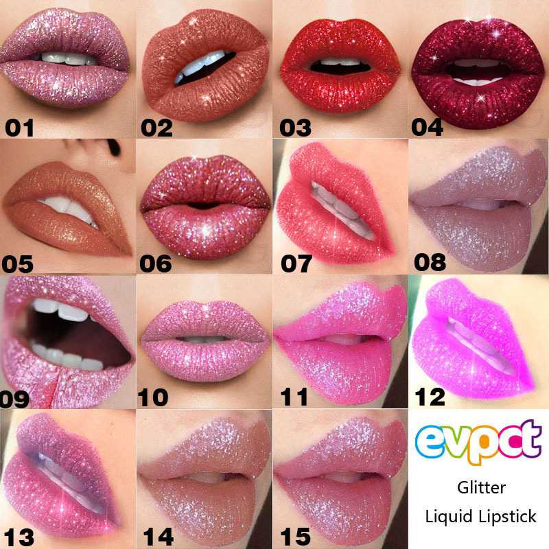 15 Colors Sexy Shimmer Diamond Glitter Lip Gloss Matte Liquid Lipstick Long Lasting Waterproof Pearl Velvet Lipgloss Lip Makeup