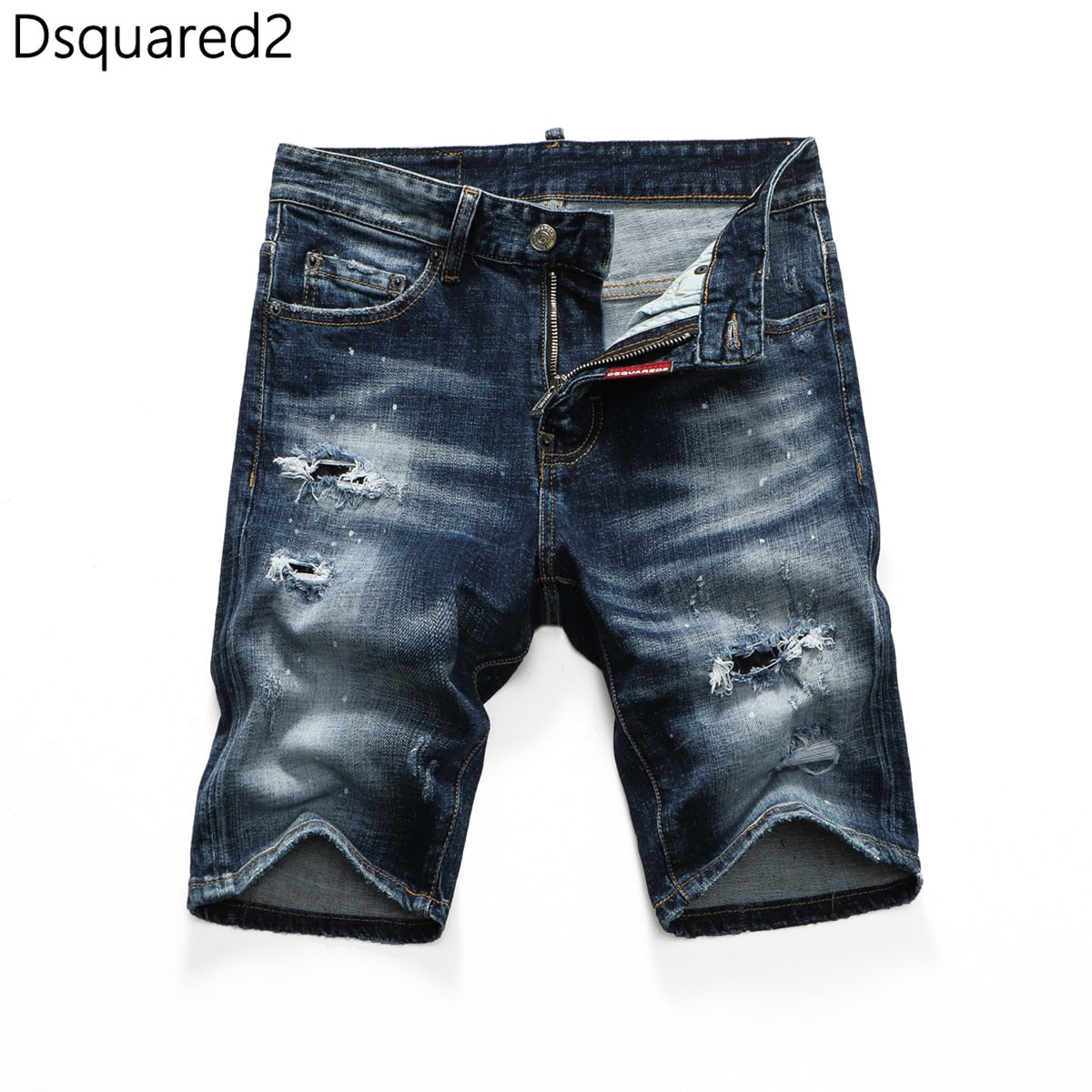 Dsquared2 jeans original quality dsq2 brand mens jeans Men straight denim trousers zipper Slim blue hole elastic jeans men