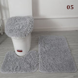 30Styles 3Pcs Plush Toilet Lid Cover Mat Set Anti Slip Anti-static Soft Bathroom Shower Carpets Wear-resistant Floor Rugs