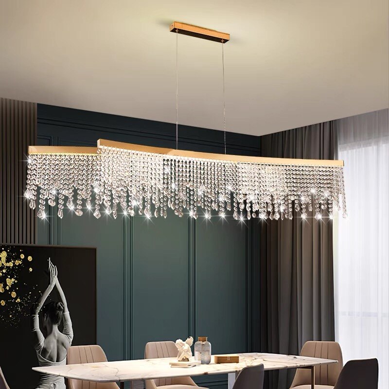 Modern Luster Pendant Light Crystal Chandelier Luxury Lamps For Living Dining Room Circle Hanging Lamp Home Decor LED Fixture