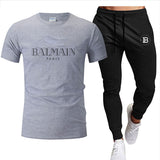 2022Men's clothes Summer brand printed cotton quick-drying short-sleeved T-shirt + trousers men's sets jogging men's tracksuit