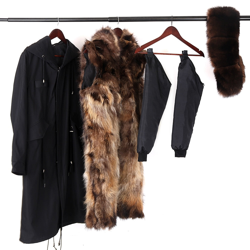 Waterproof Men Parka Winter Jacket 2022 New Fashion Warm Long Rabbit Fur Coat Man Parkas Natural Fox Fur Outerwear Streetwear