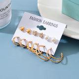 Geometric Hoop Earrings Set for Women Statement Vintage Pearl Punk Heavy Metal Circle Round Gold Earrings Fashion Jewelry Gifts