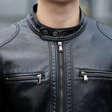 Men's leather Jacket design stand collar Coat Men casual motorcycle leather coat Mens Sheepskin jackets Windbreaker Coats