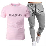 2022Men's clothes Summer brand printed cotton quick-drying short-sleeved T-shirt + trousers men's sets jogging men's tracksuit