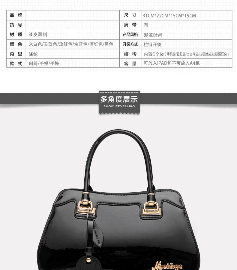 Fashion Female Clutch Ladies Party Purses Evening Bag Wedding Black Red Luxury Patent Leather Tote Handbags Women Bags 2022