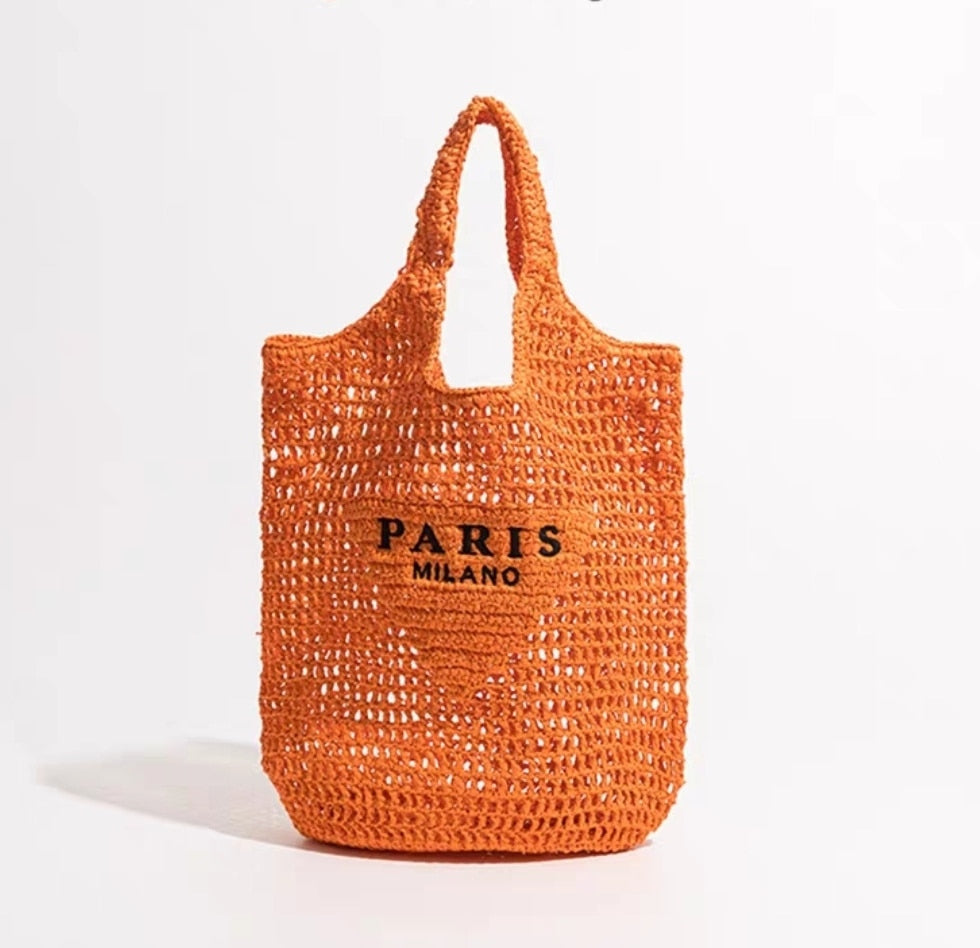 Summer Beach Travel Bags Raffia Straw Wicker Totes Bag Women Luxury Designer Fashion Paris Woven Shopping Bag Hollow Out Handbag