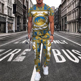 2022 Summer New Arrivals Men's Pants Sports Suit 2PCs 3D Printing Trend Luxury Short Sleeve Tshirt+Pants Street Fashion Set